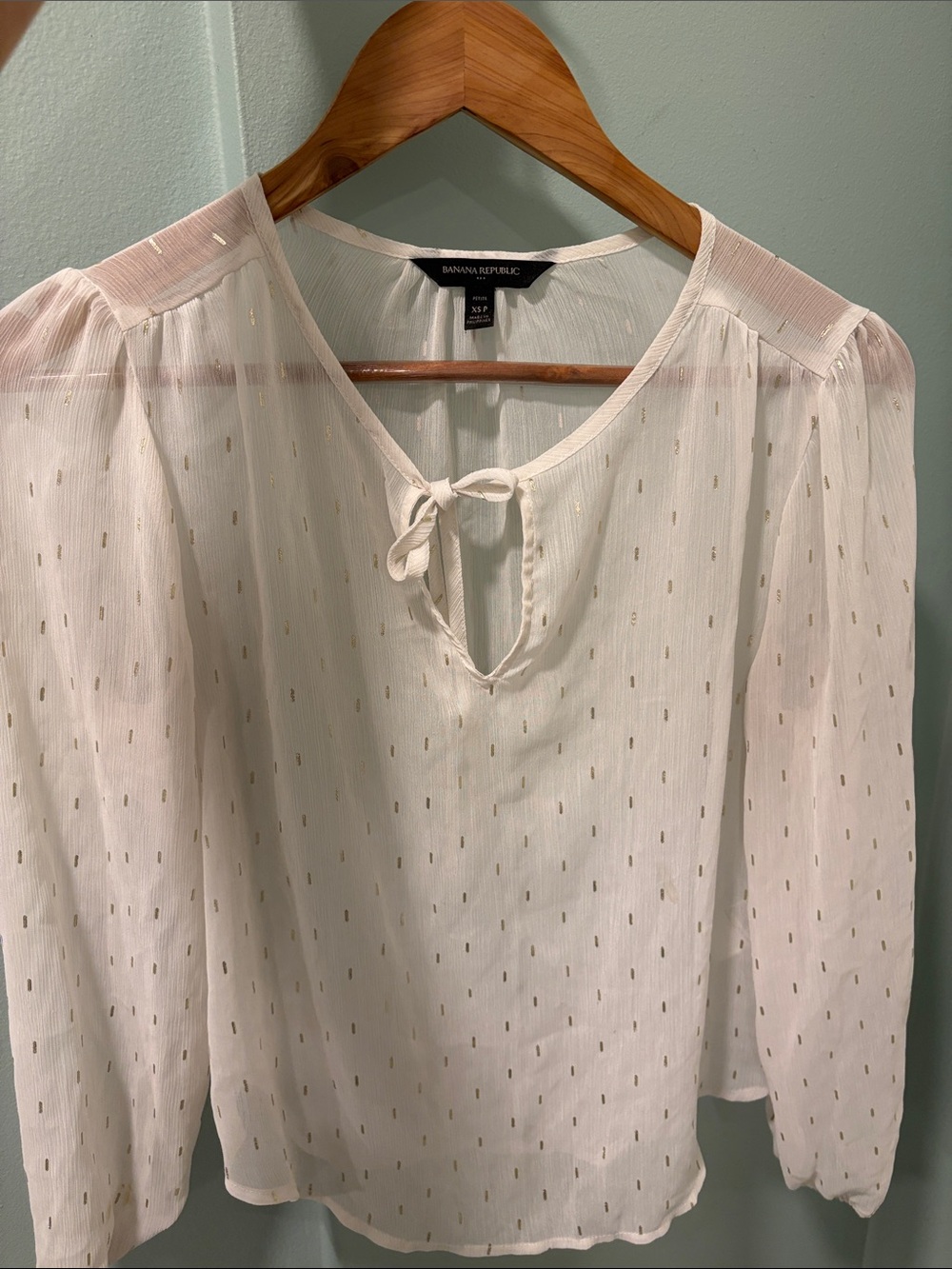Banana Republic Cream Blouse with Gold Accent Dots